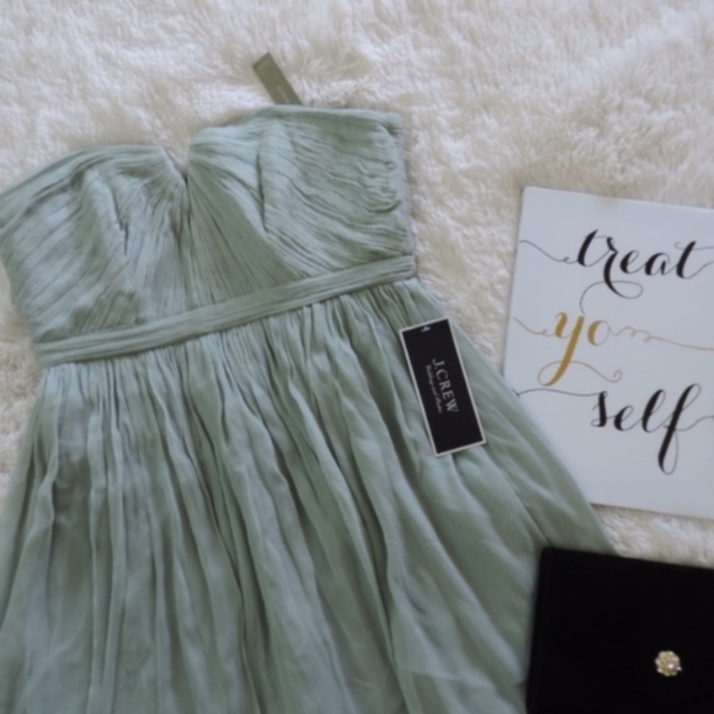NWT J. CREW Sz 10 Nadia Dress in Dusty Shale Green_3
